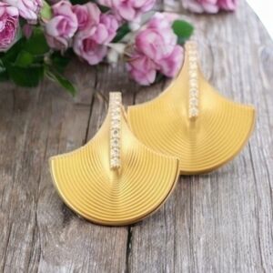 ANTHROPOLOGIE RETRO RHINESTONE FAN EARRINGS